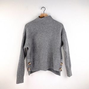 Madewell Mockneck Side-Button Wool Blend Sweater, L